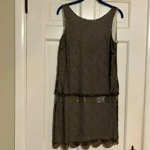 Adriana  papell size 10 dress with beading silver party dress elegant
